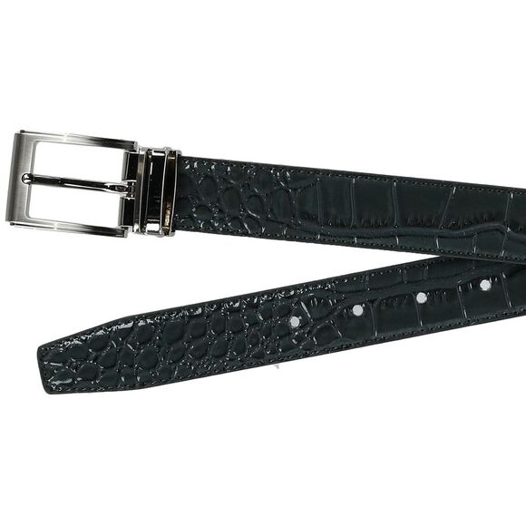 CTM Big & Tall Leather Croc Print Dress Belt with Clamp On Buckle - Picture 2 of 3